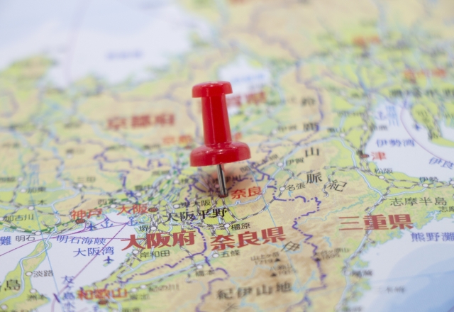 奈良県を示している地図